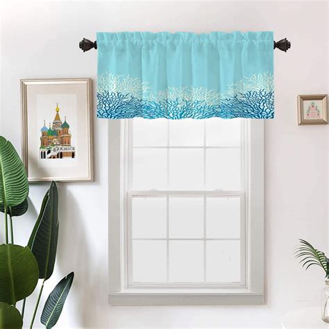 Semi-Sheer Rod Pocket Embroidery Kitchen Curtain 3 Pieces & Swag Valance 2 Tiers Set. . Blue kitchen valances